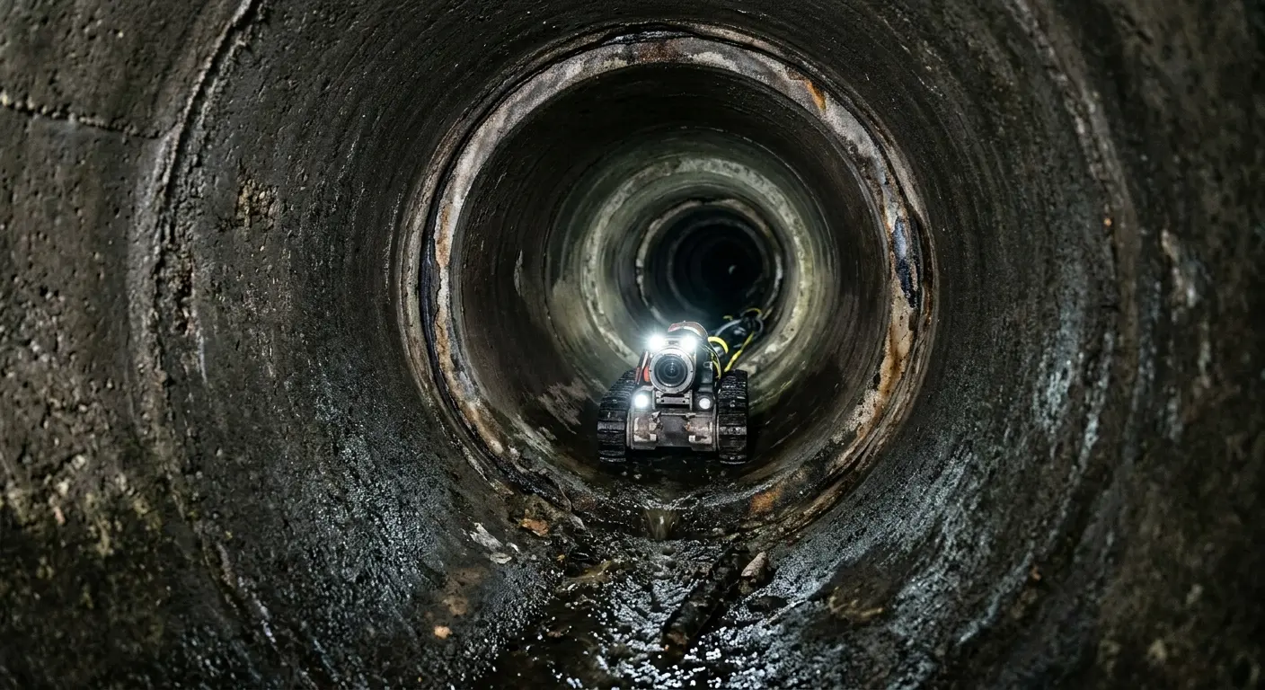 Robotic sewer camera inspecting pipe interior for Sewer Line Repair in Bayville